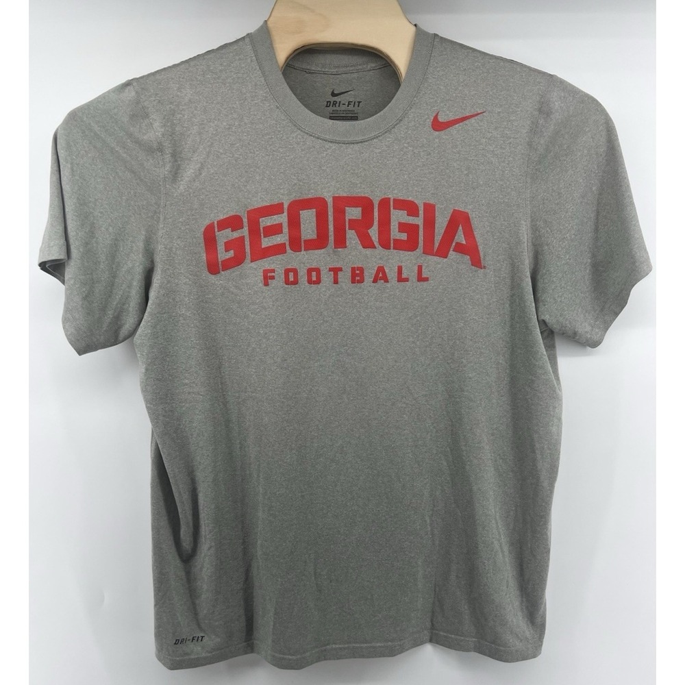 Nike Dri Fit Univ Of Georgia Bulldogs Football T Shirt Mens Large Heather Gray